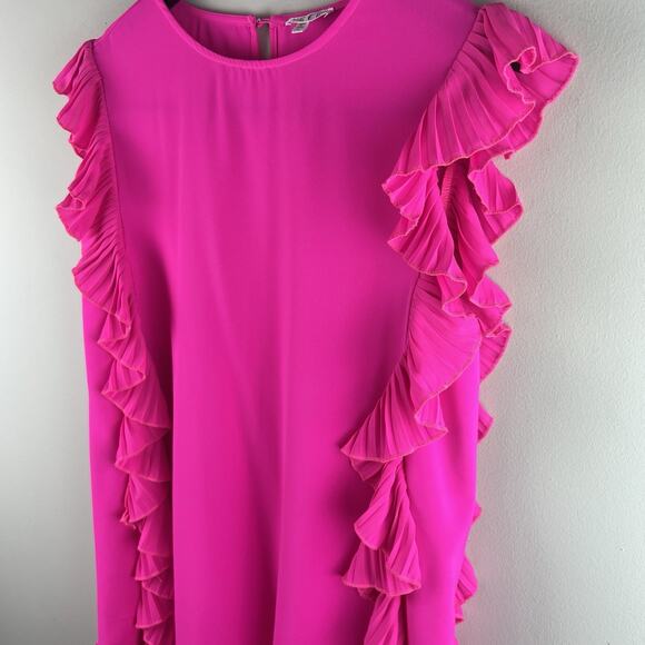 TCEC Dress Hot Pink Ruffle Pleated Mini Size Large - Picture 6 of 10